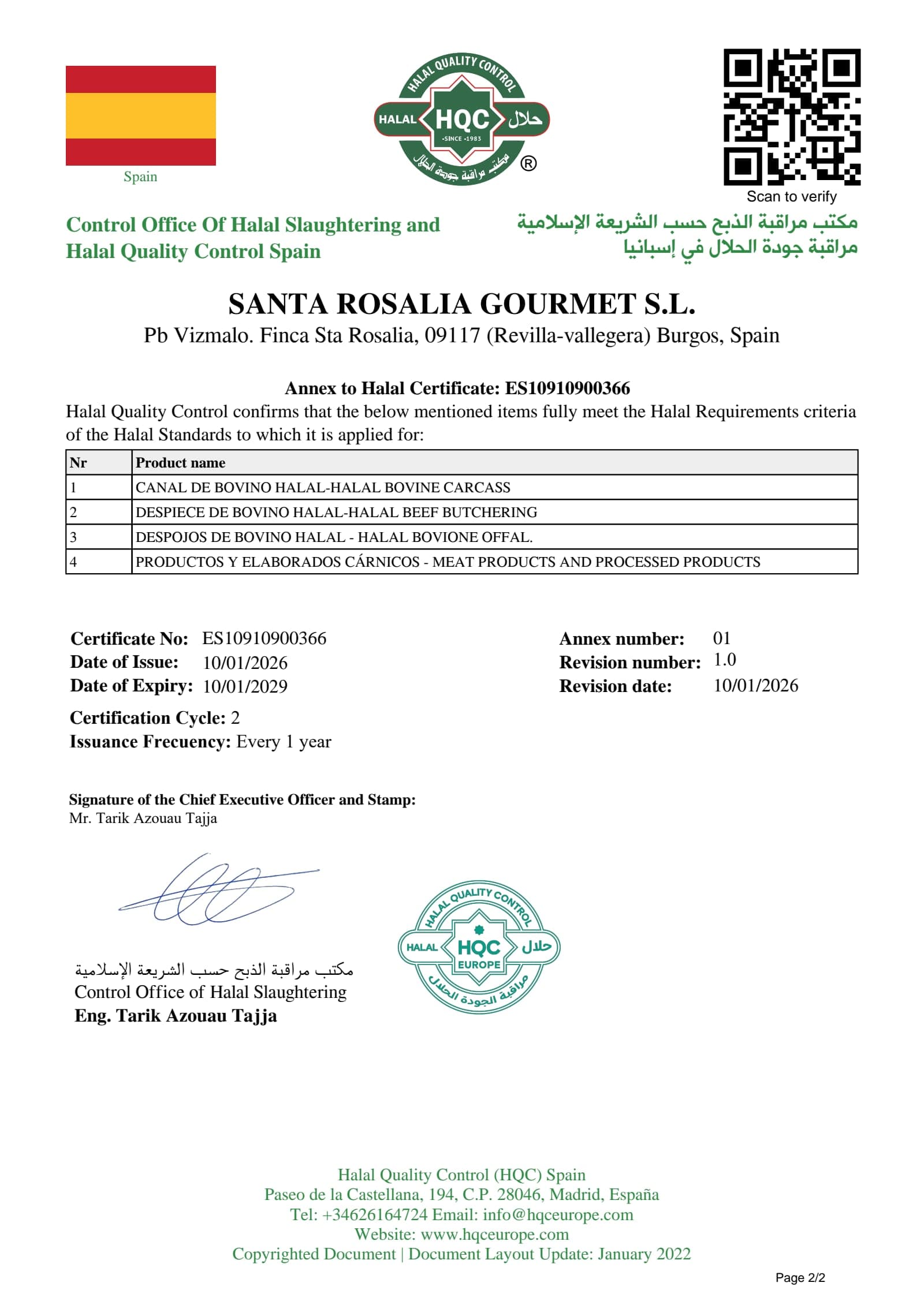Certificat Halal — Santa Rosalia Gourmet — page 2